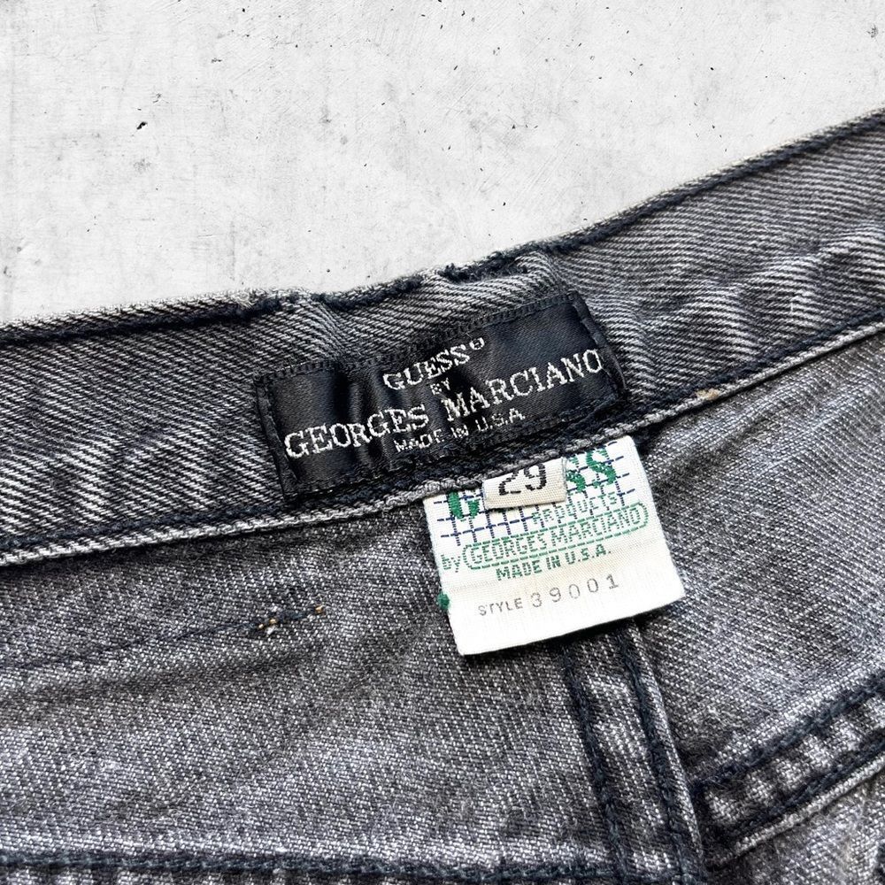 Vtg 90s Guess Jeans USA Black Jeans, Green Patch, USA Made, Tapered Slim 28 x 33 - Picture 5 of 10